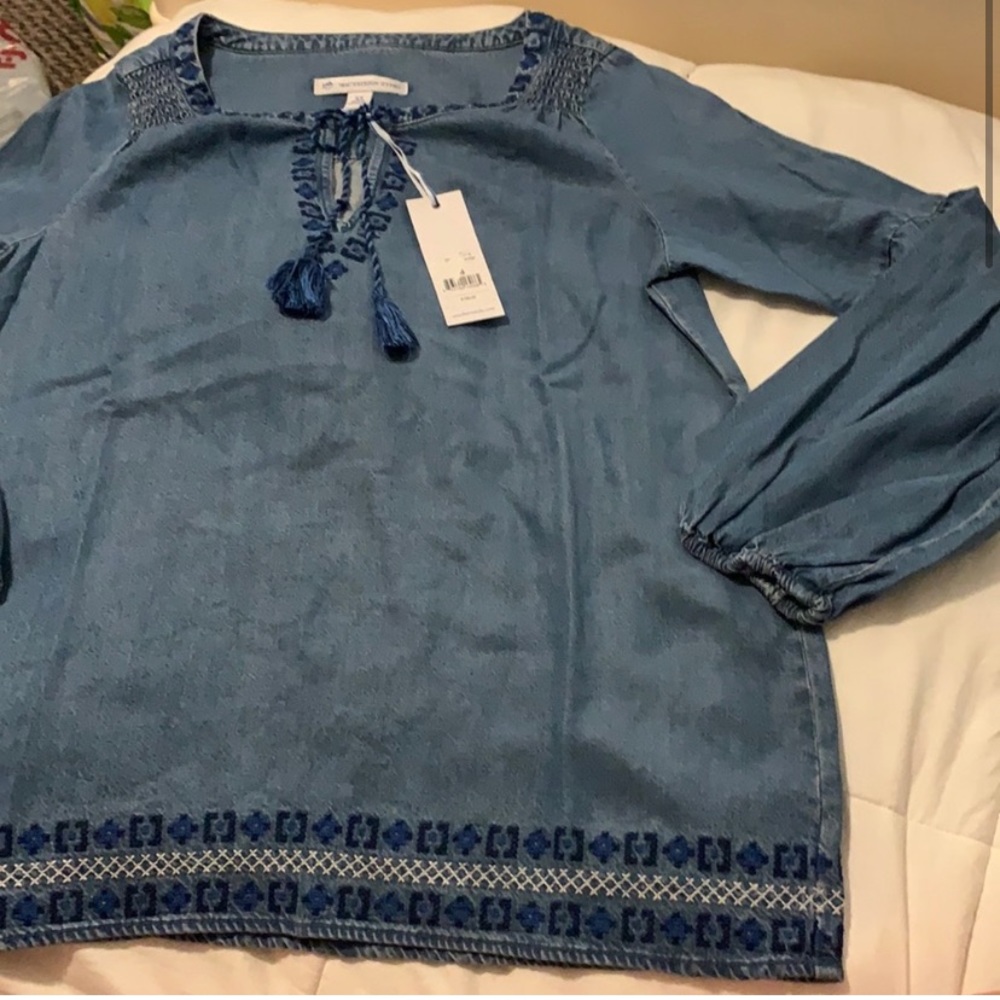 NWT Southern Tide Brinley Chambray Blouse